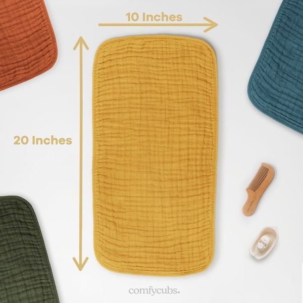 dimension image slide 16 of 21, Muslin Burp Cloths Large 100% Cotton by Comfy Cubs