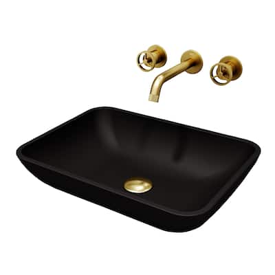 VIGO Sottile 18"L x 13"W Glass Vessel Sink and Cass Wall Mount Faucet Set