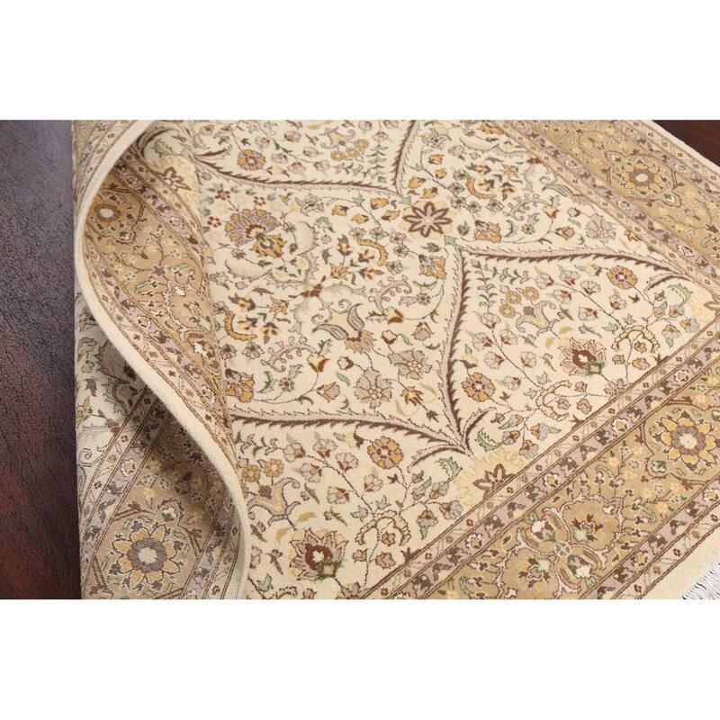 Floral Tabriz Oriental Wool Area Rug Hand-knotted Vegetable Dye Carpet - 6'0" x 9'2"
