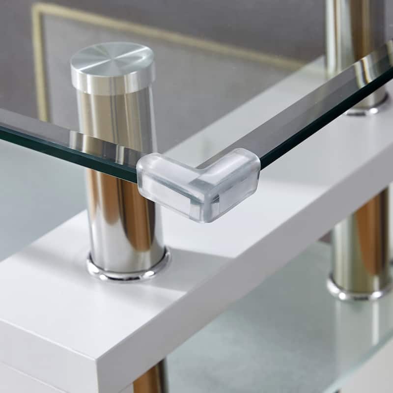 Console Table, Tempered Glass Top, Modern Foyer Area Table