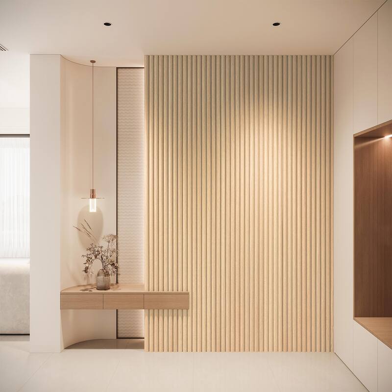 Art3d Wood Grain 3D Slat Wall Paneling,103.94"x5.71",4 Panels - 103.94"x5.71"