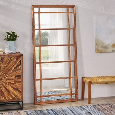 Pondera Rustic Handcrafted Mango Wood Standing Mirror by Christopher Knight Home - 31.50" L x 1.60" W x 67.50" H
