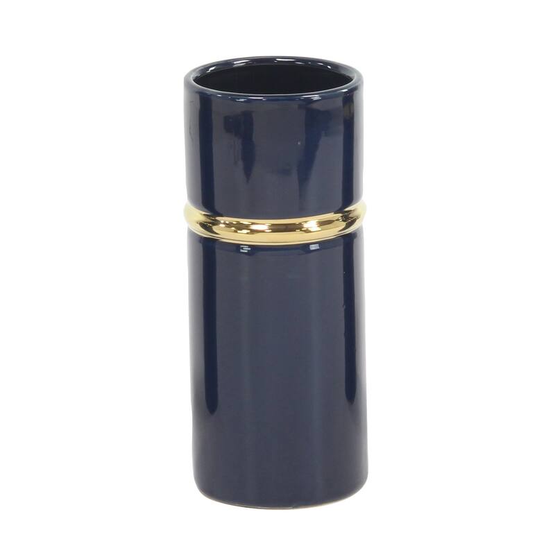 White Ceramic Decorative Vase with Gold Accents (Set of 3)