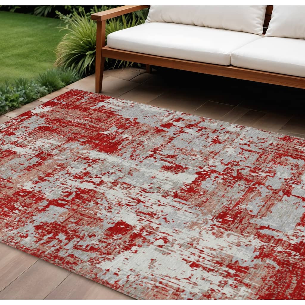 HomeRoots Abstract Transitional Rectangle Outdoor Rug