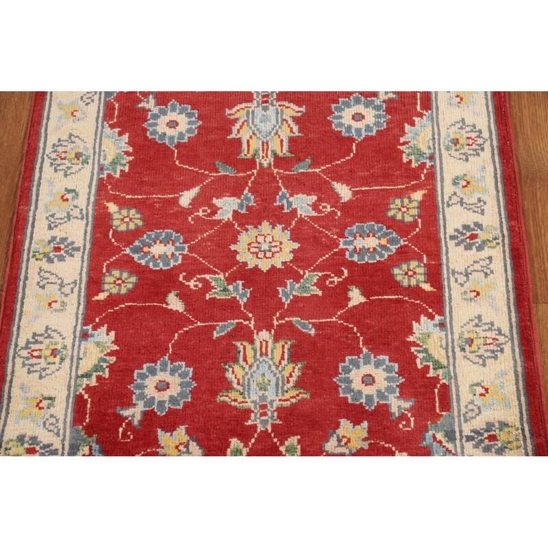 Red Floral Kazak Oriental Accent Rug Hand-Knotted Wool Carpet - 2'0" x 3'0"