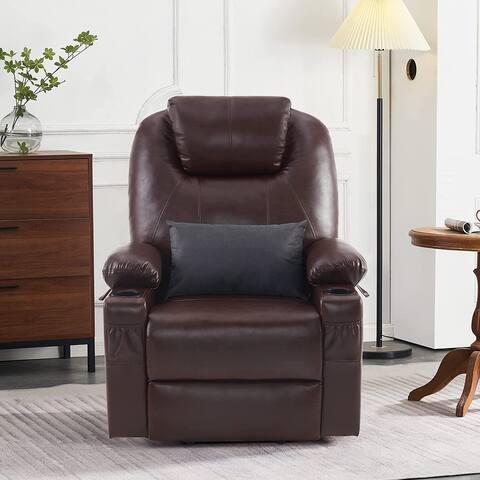 MCombo Large Dual Motor Power Lift Recliner Chair with Massage and Heat for Elderly People, Extended Footrest, Faux Leather 7815