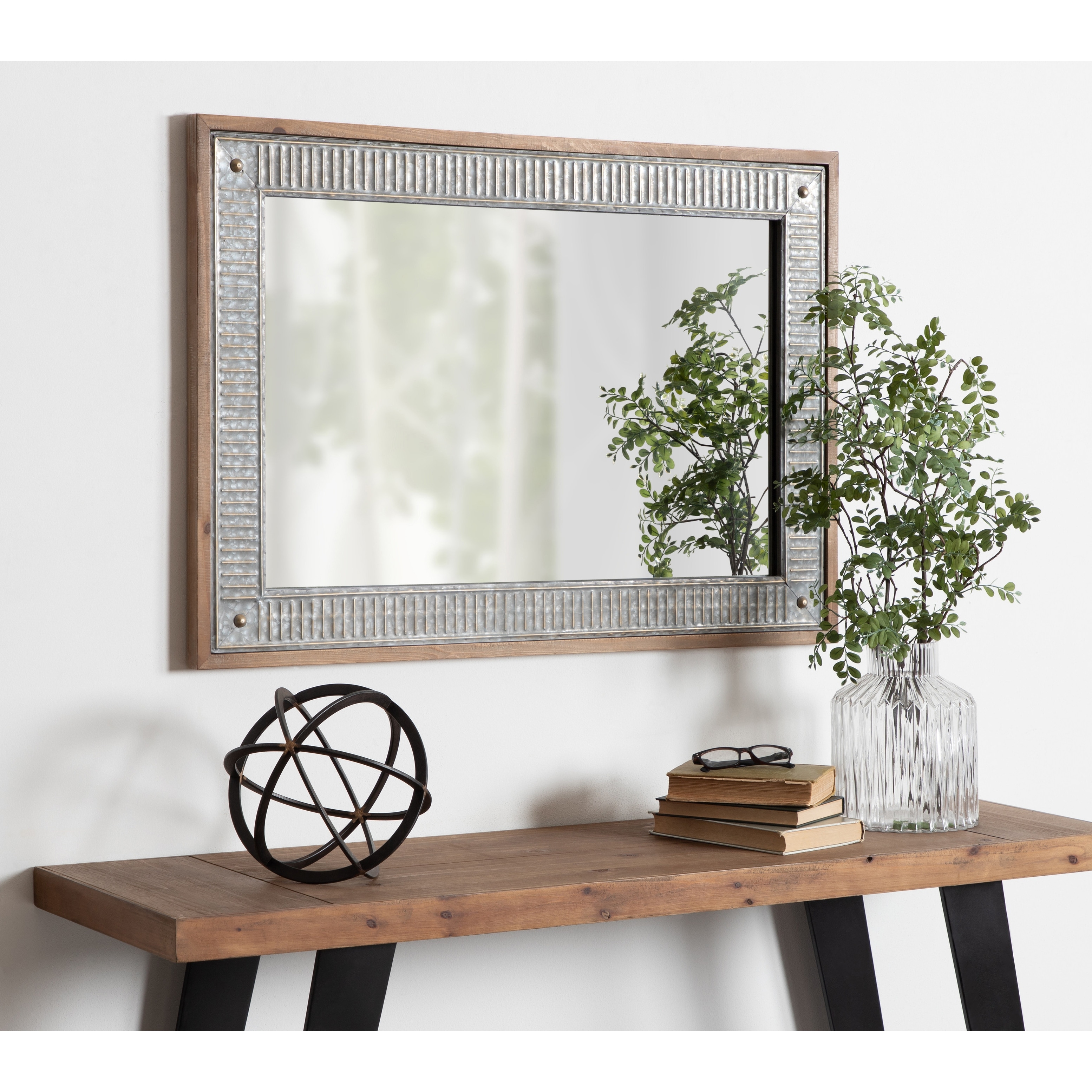 Kate and Laurel Deely Wood and Metal Wall Mirror On Sale Bed Bath   Beyond 26970997