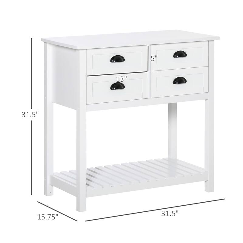 Coffee Bar Cabinet, Sideboard Buffet Cabinet, Kitchen Cabinet with 4 Drawers and Slatted Bottom Shelf for Kitchen, Living Room