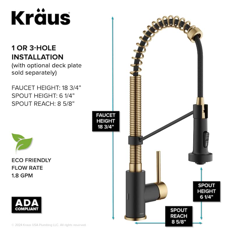 Kraus Bolden 2-Function 1-Handle Commercial Pulldown Kitchen Faucet