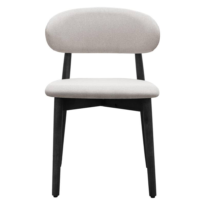 Cotton-Linen Fabric Upholstered Dining Chair with Black Solid Wood Legs, Armless Chair Set of 4 for Kitchen, Living