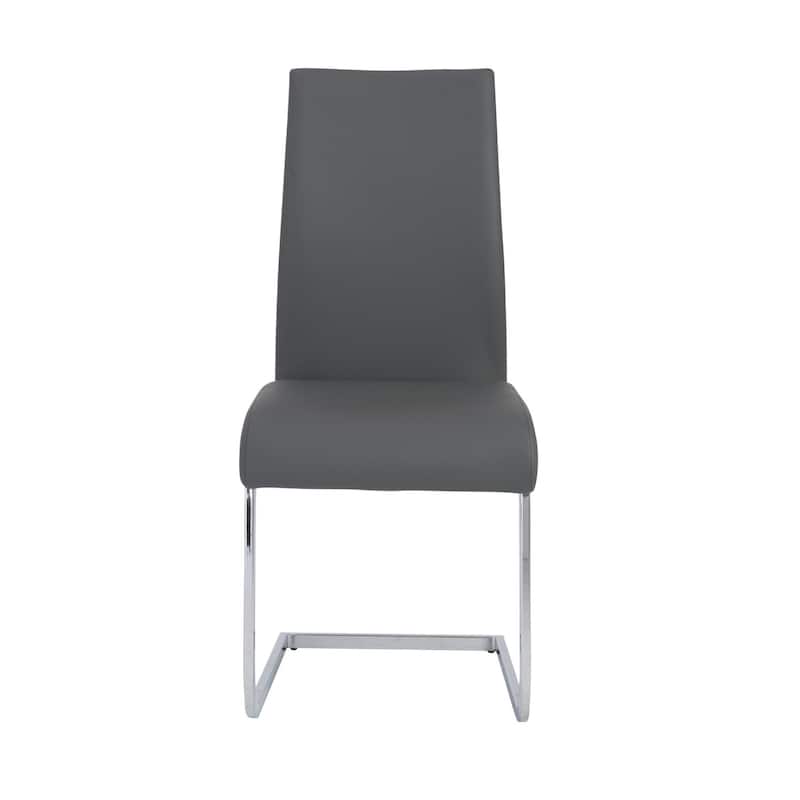 Set of Four Black Faux Faux Leather Long Back Cantilever Chairs - Gray