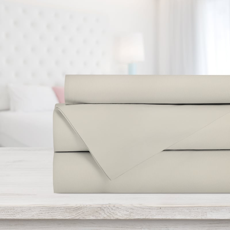 Solid 4 Piece Queen Ivory Sheet Set