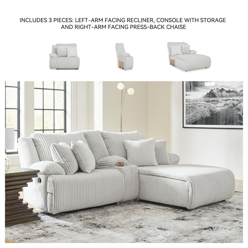 Signature Design by Ashley Top Tier 3-Piece Reclining Sectional with Chaise - 105"W x 74"D x 41"H
