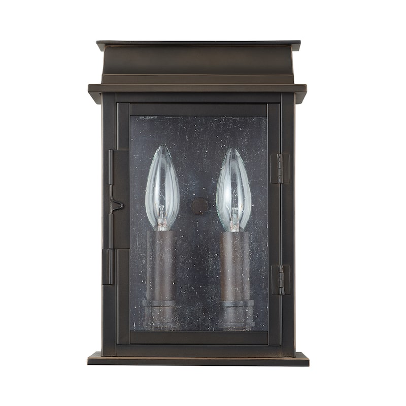 Bolton Oiled Bronze Outdoor Wall Lantern w/ Antiqued Glass