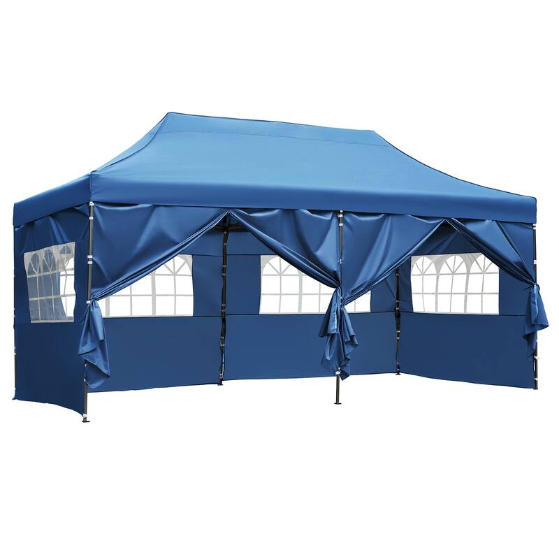10x20 Heavy Duty Canopy Tent, UV Waterproof, 6 Sidewalls for Wedding - Blue