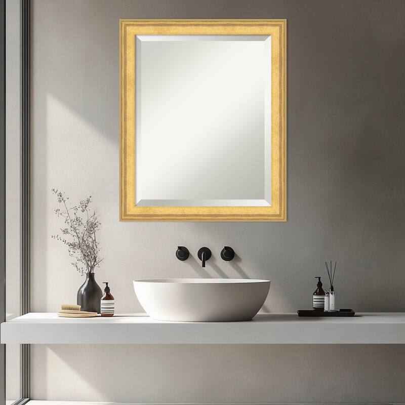 Owen Gold Beveled Wood Framed Bathroom Vanity Wall Mirror - Owen Gold