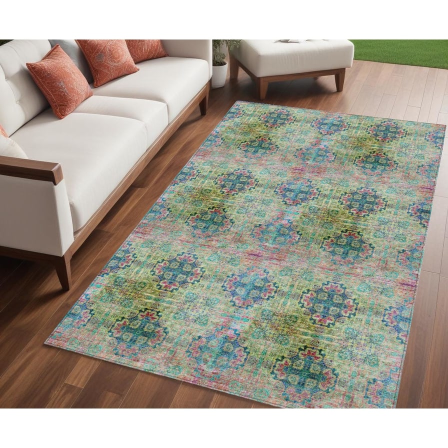 Alnalu Botanic Elegance Weather Resistant Versatile Elegance Runner Outdoor Rug