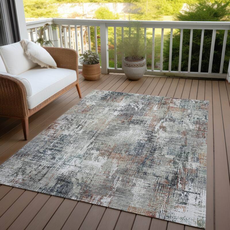Machine Washable Indoor/ Outdoor Chantille Boho Abstract Rug