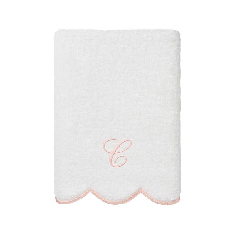 Authentic Hotel and Spa 100% Turkish Cotton Pink ADORNIA Scallop Personalized 3 Piece Towel Set - 3 Piece Set