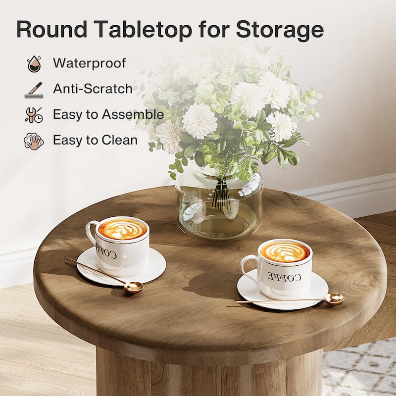 Farmhouse Round Side Table for Living Room