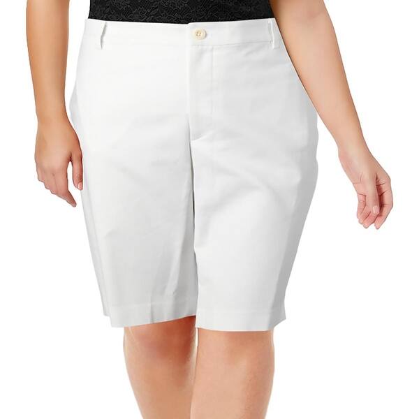 Shop Lauren Ralph Lauren Womens Plus Bermuda Shorts Cotton Casual White 20w Overstock 23503407