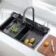 preview thumbnail 26 of 39, Lefton 304 Stainless Steel Waterfall Kitchen Sink Set with Pull-down Faucet KS2206 (Series)