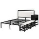 preview thumbnail 18 of 16, Full Size Metal Platform Bed with 2-Tier Storage Shelves, Wooden Storage Cabinet, White