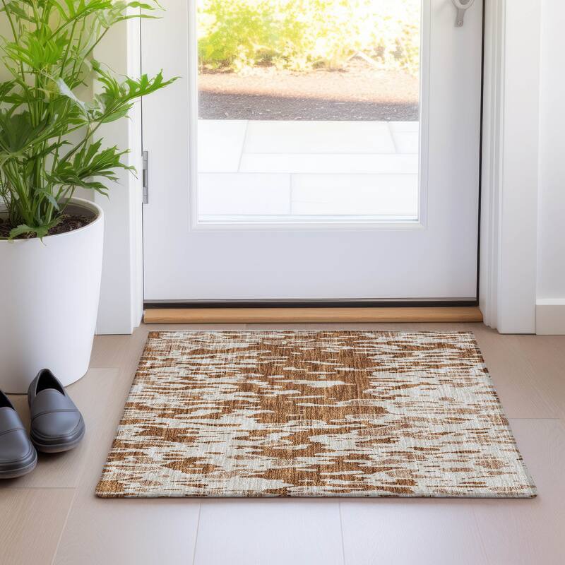 Machine Washable Indoor/ Outdoor Abstract Chantille Rug