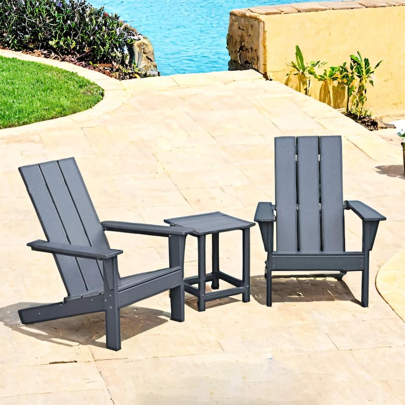 3Pcs Outdoor Adirondack Chairs - Dark Grey
