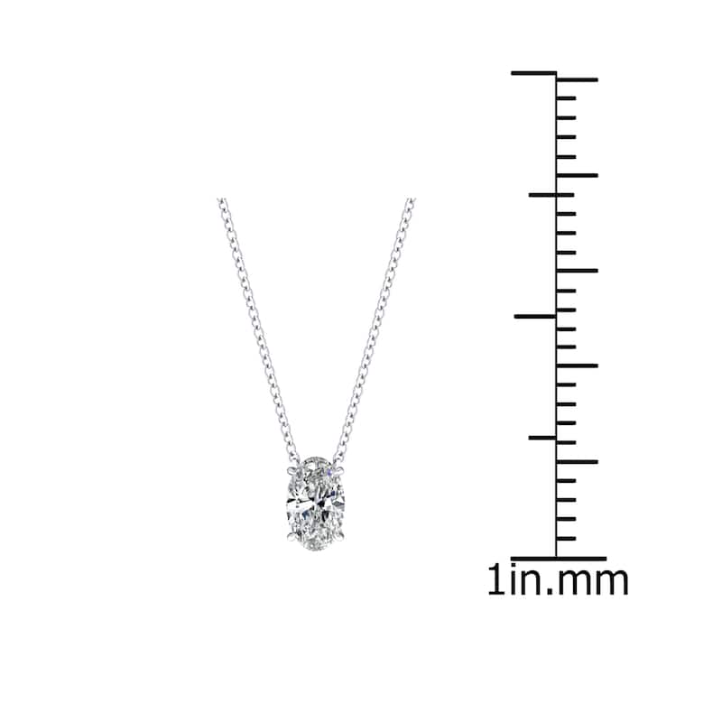 Auriya 1/4ctw Oval Solitaire Diamond Necklace 14k Gold Prong-set (H-I, I1-I2)