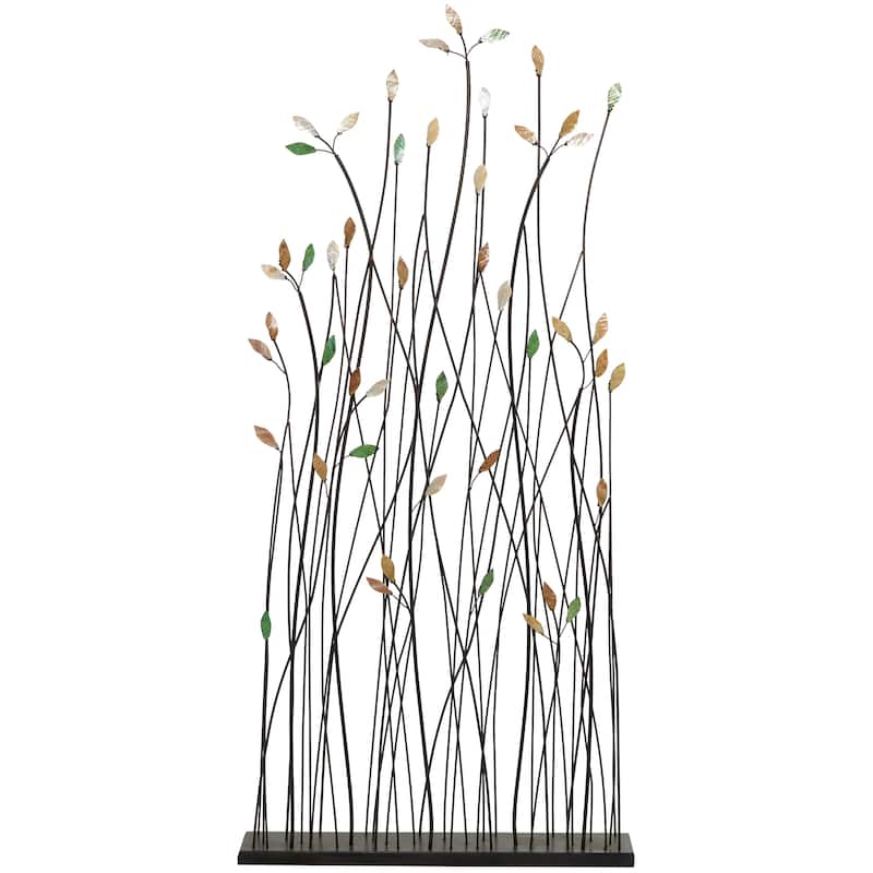 Whimsical Black Metal Leaf Sculpture with Black Base