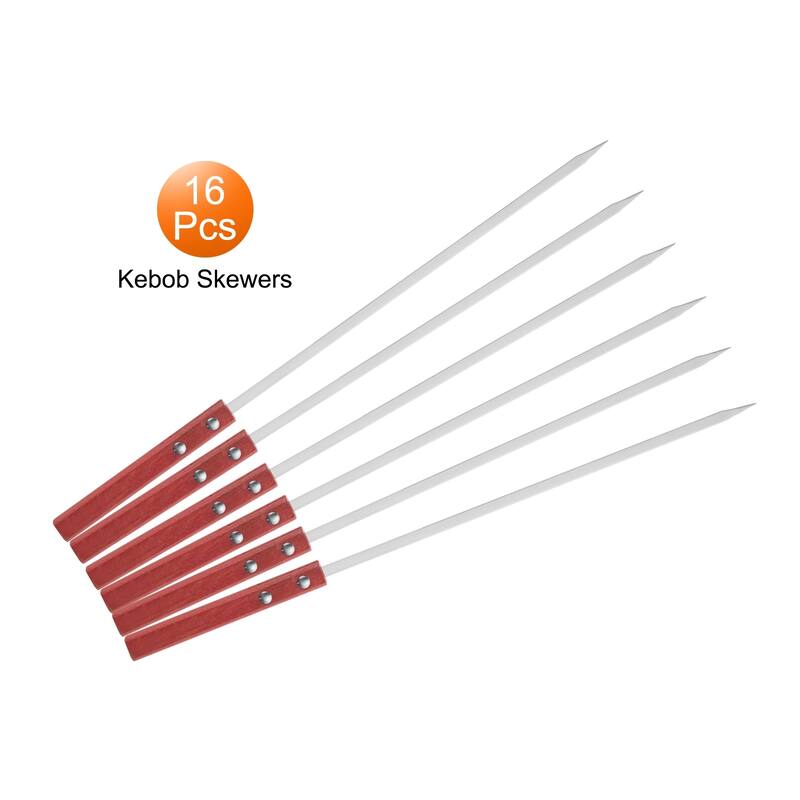 16pcs Kebob Skewers 40cmx7mmx2mm Flat Sticks with Wood Handle - 140cmx7mmx2mm