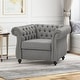 preview thumbnail 1 of 3, Roomfitters Tufted Chesterfield Accent Chair with Rolled Arms and Nailhead Trim, Upholstered Armchair for Living Room, Grey Grey