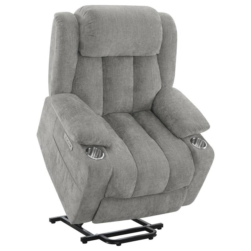 Limi Power Lift Recliner Chair, Light Gray, USB Port, Cupholders