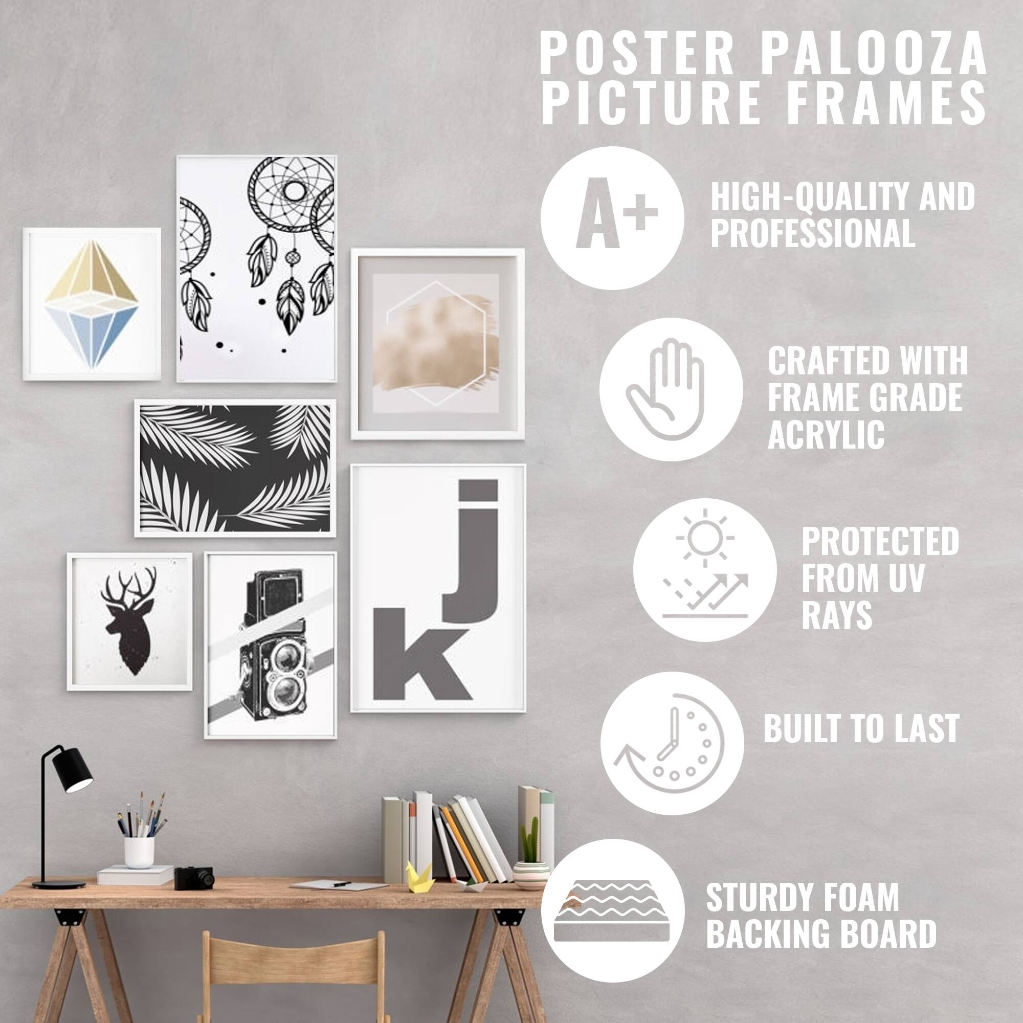 4x4 Traditional Gold Complete Wood Picture Frame with UV Acrylic, Foam