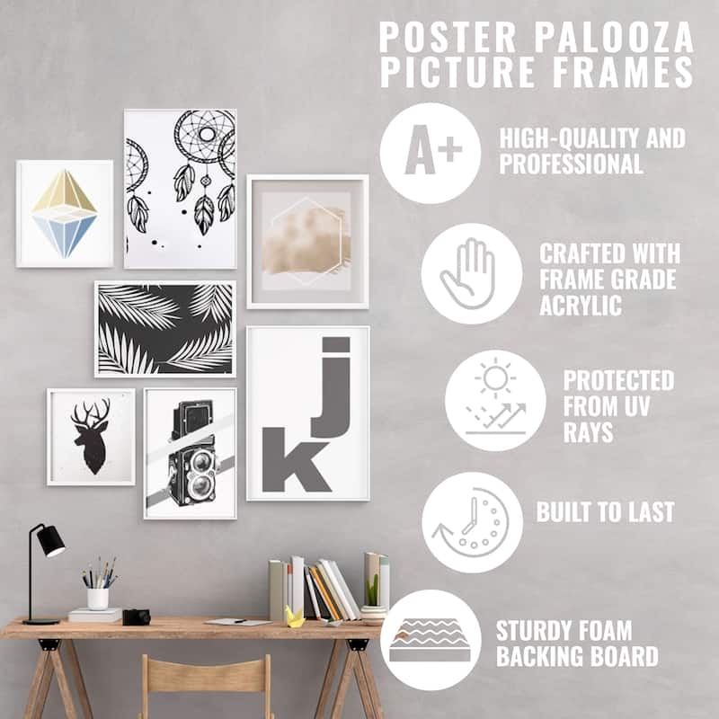 8x8 Frame with Mat - Black 11x11 Frame Wood Made to Display Print or Poster Measuring 8 x 8 Inches with White Photo Mat