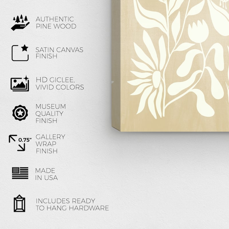 Wynwood Studio Canvas Floral Cream Abstract Floral White and Cream White Modern & Contemporary Wall Art Canvas Print