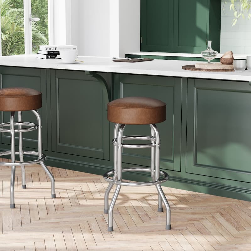 Double Ring Chrome Barstool - 20.5"D x 20.5"W x 30.25"H