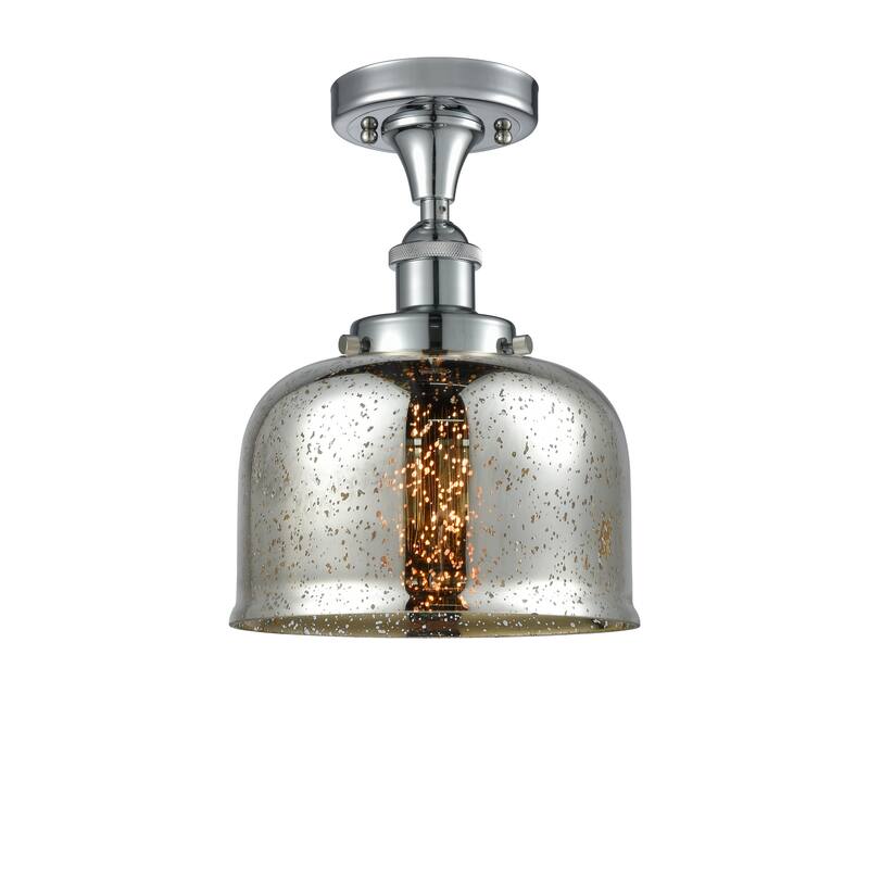 Innovations Lighting Ballston Urban Bell - 1 Light 8" Semi-Flush Mount - Silver Plated Mercury/Polished Chrome