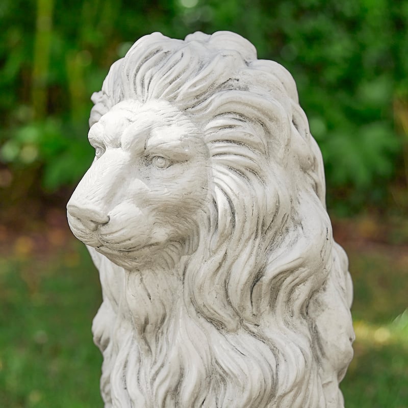 Glitzhome 28"H Oversized MGO Guardian Sitting Lion Garden Statue Porch Sculpture Indoor Outdoor