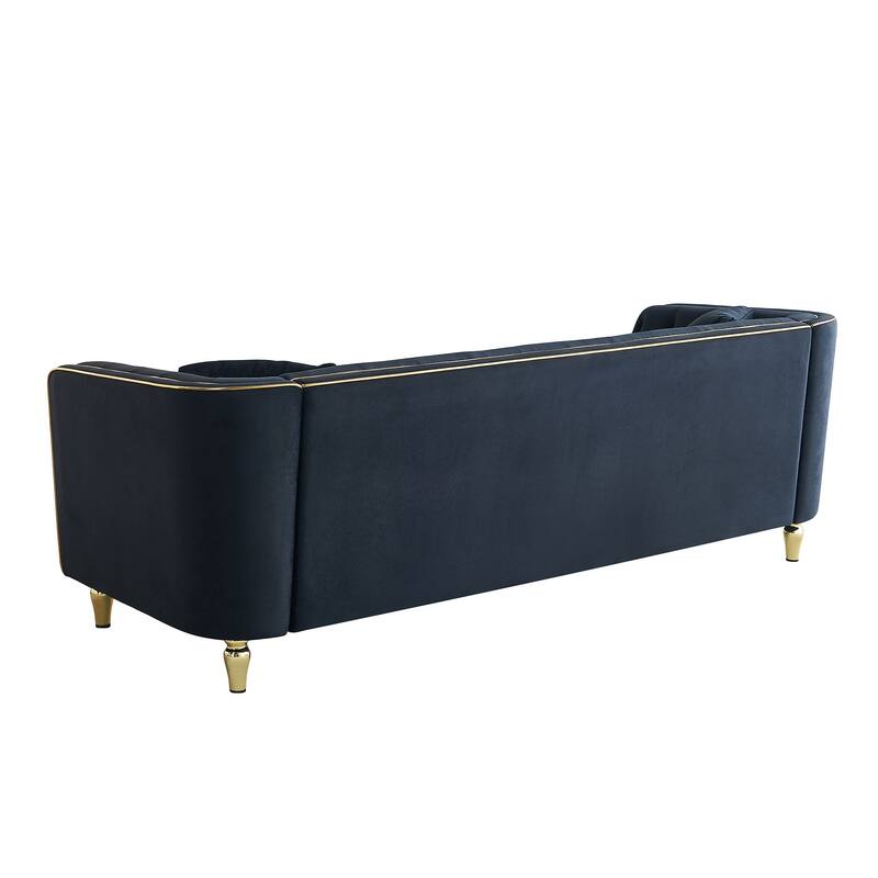 87.01" Velvet Corduroy 3-Seater Sofa with Pine Frame & 2 Pillows
