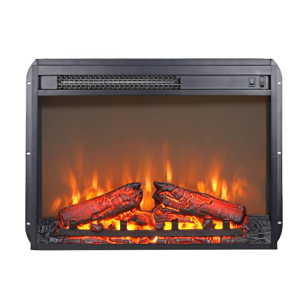 23 Inch Electric Fireplace Insert with Log Set & Realistic Flame