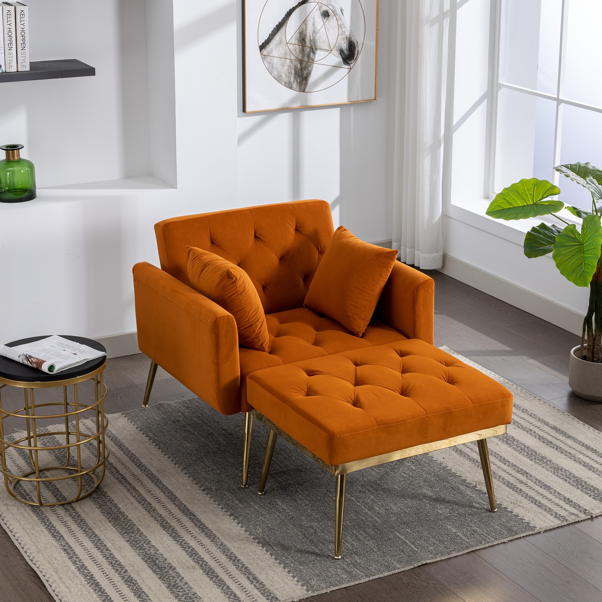 Velvet tufted on sale recliner
