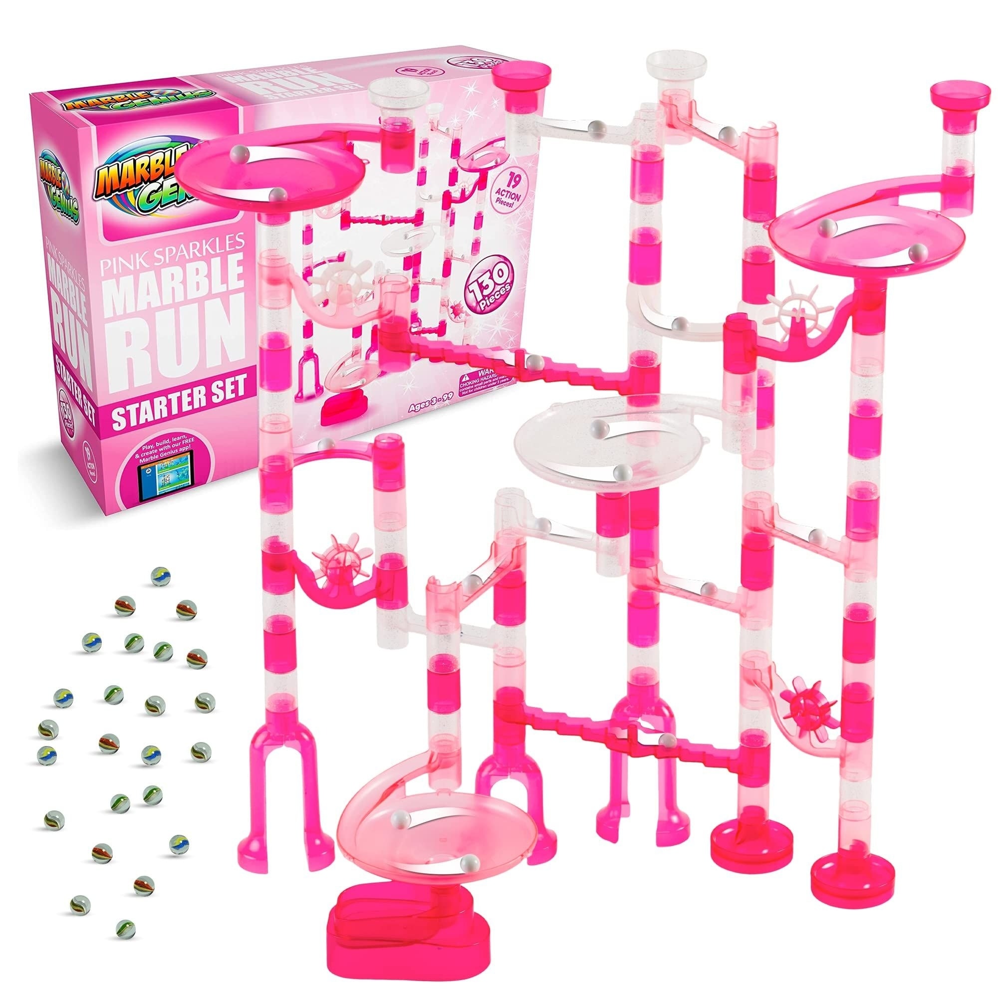 Marble Genius 130-Piece Marble Run Starter Set, STEM Toy for Kids