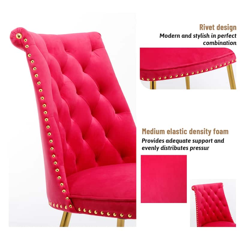 Clihome Modern Velvet Upholstered Featured Dining Chairs (Set of 2)