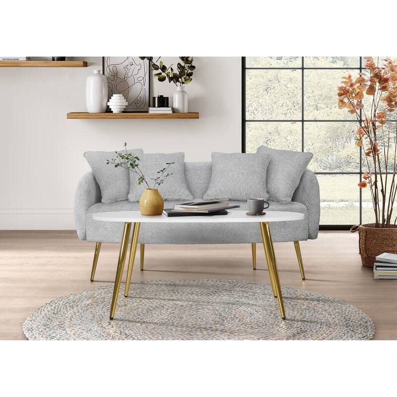 Molly Boucle Fabric Living Set (Arm Chair with Ottoman/Loveseat with coffee table)