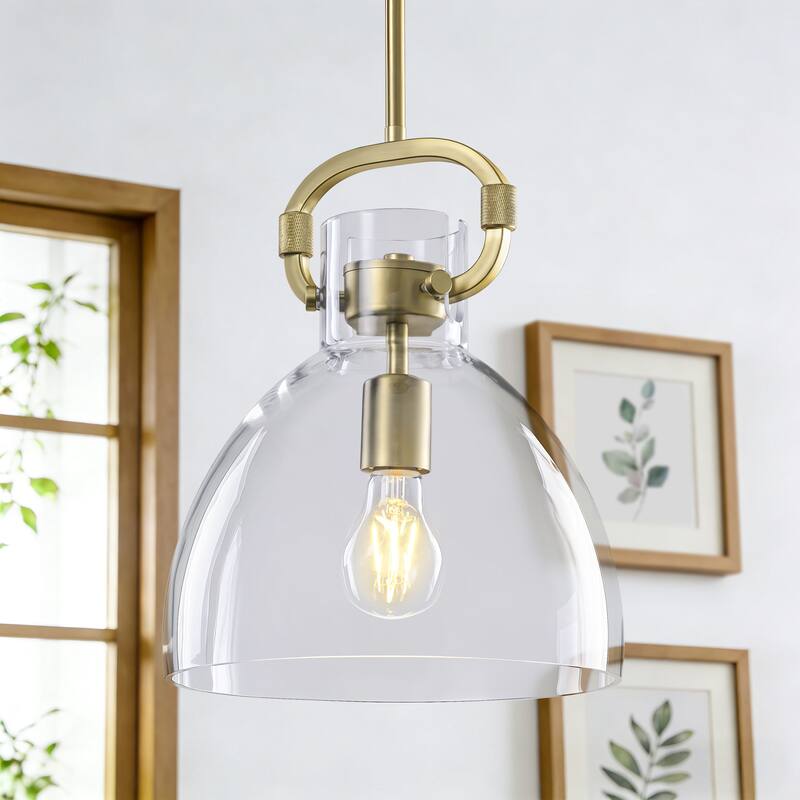 Starsky 1-Light Industrial Pendant With Glass Shade
