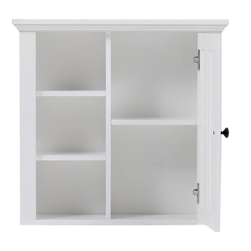 White MDF Wood Bathroom 1-Door Wall Storage Cabinet - 19.96" H x 20.87" W x 5.71" D