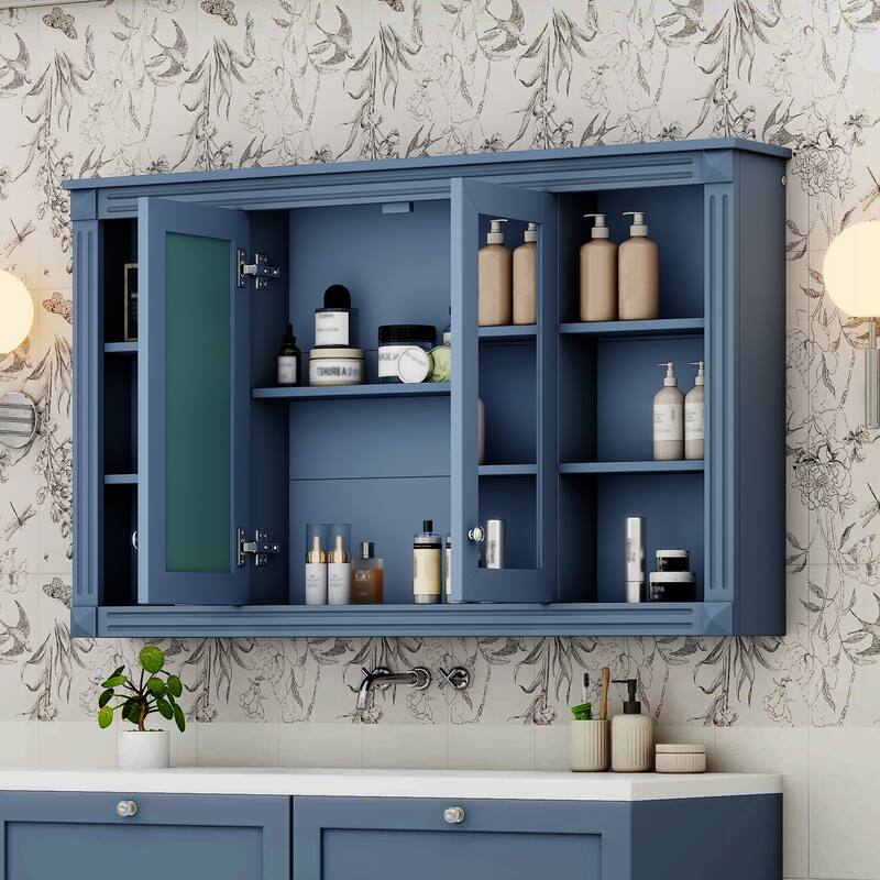 Rossetta Modern Minimalist Adaptable Style 47'' Bathroom Mirror Cabinet with Versatile Adjustable Shelves