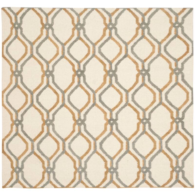 SAFAVIEH Handmade Flatweave Dhurries Phillipa Modern Wool Rug - 6' Square - Ivory/Black